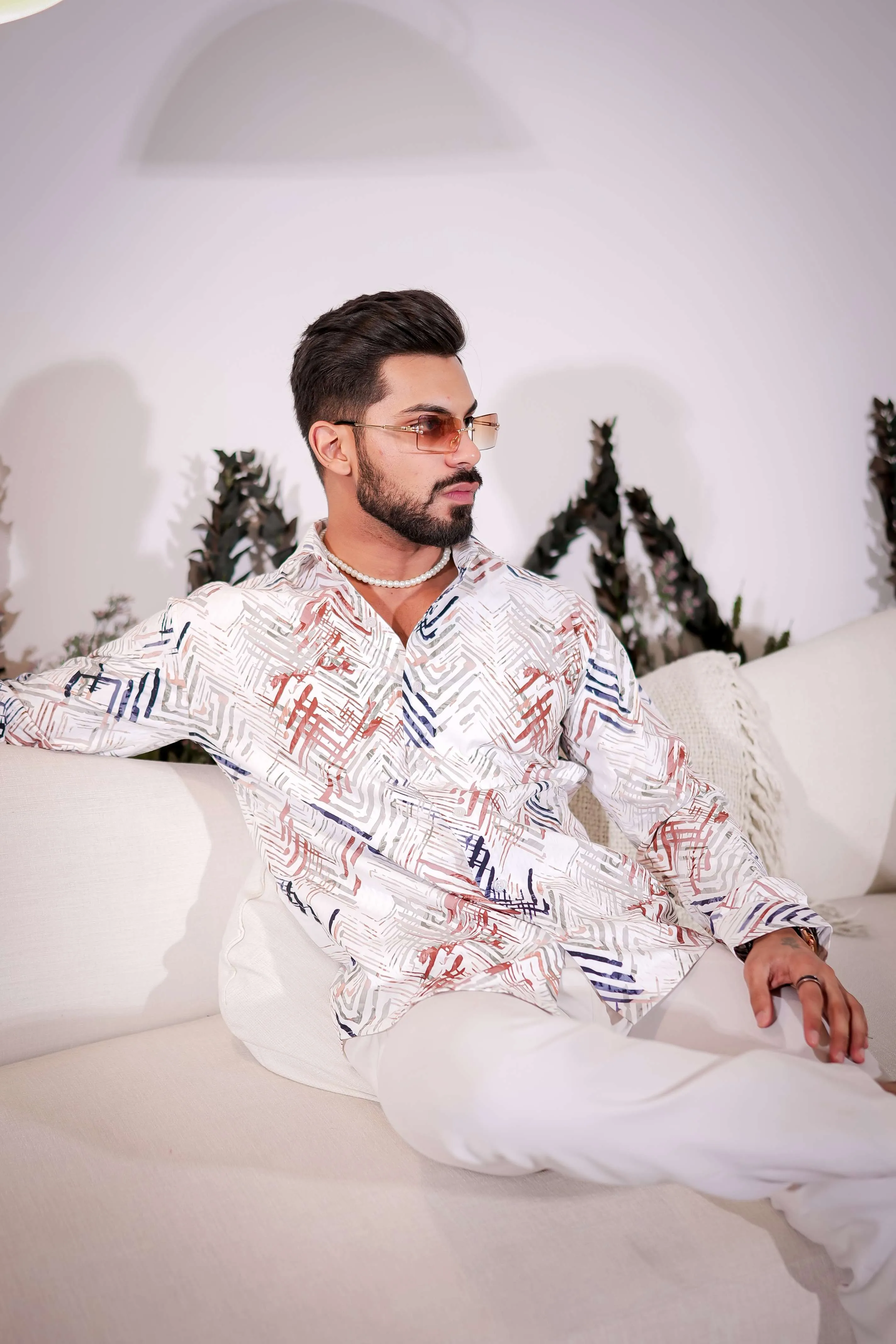 White-Maroon Multicolor Imported Premium Shirt for Men's