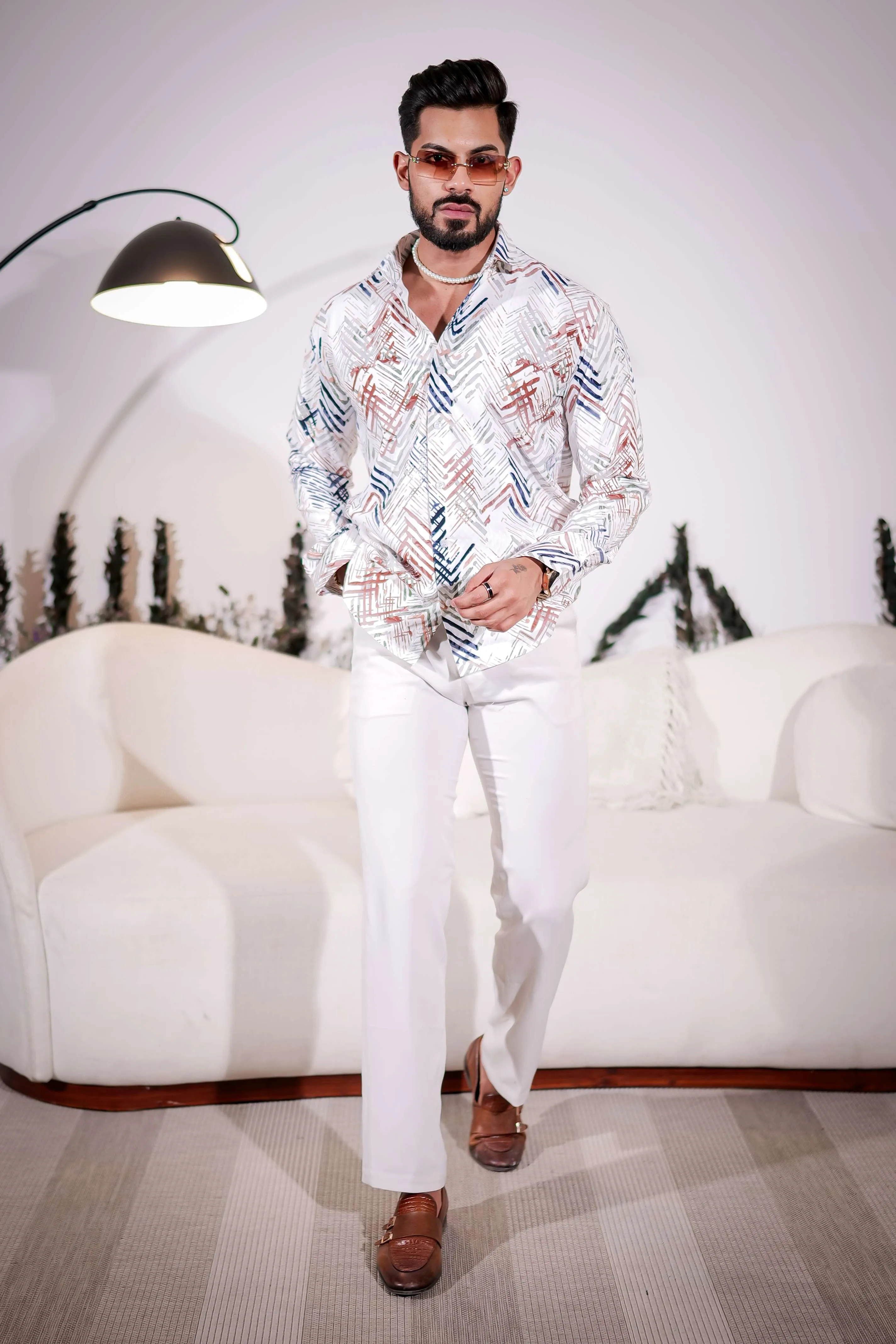 White-Maroon Multicolor Imported Premium Shirt for Men's