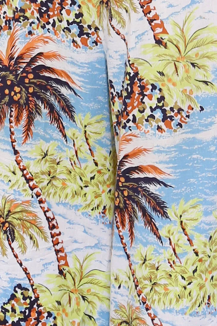 Wide Leg Tropical Print Trousers