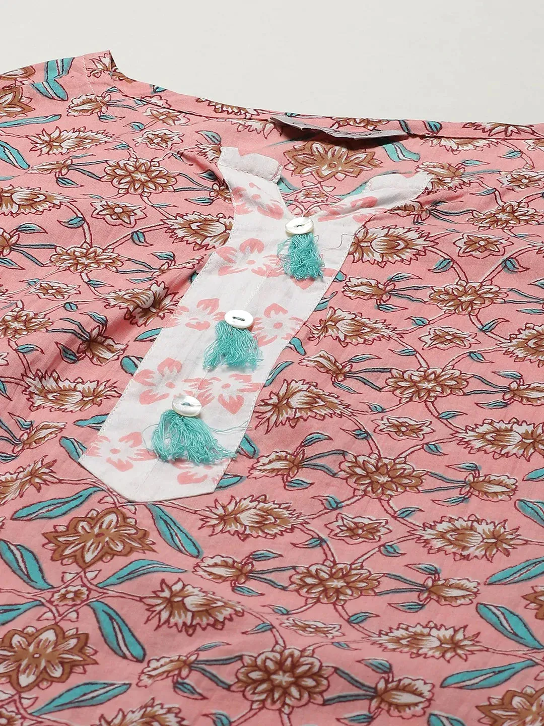 Women Pink & White Ethnic Motifs Printed Pure Cotton Kurta With Trousers & Dupatta