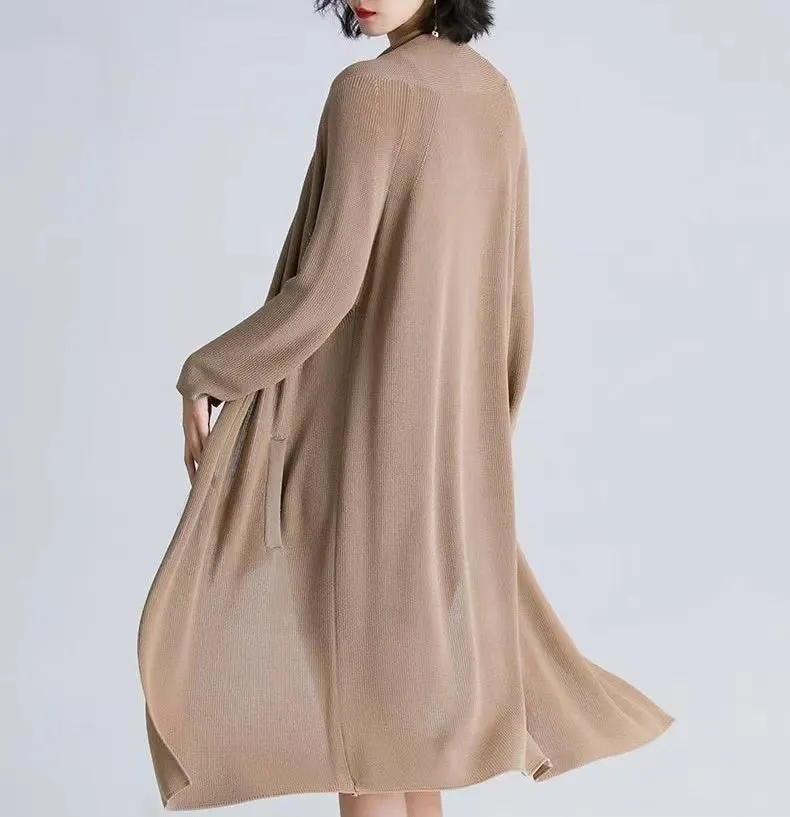 Women's Casual Long Open Front Drape Lightweight Duster High Low Hem Maxi Long Sleeve Cardigan(S-2XL)