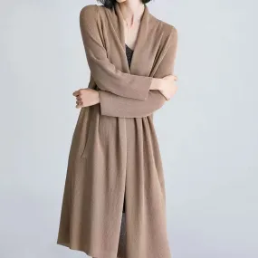 Women's Casual Long Open Front Drape Lightweight Duster High Low Hem Maxi Long Sleeve Cardigan(S-2XL)