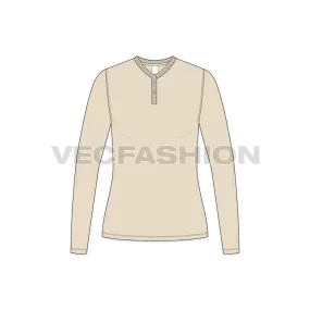 Women's Long Sleeve Henley Neck