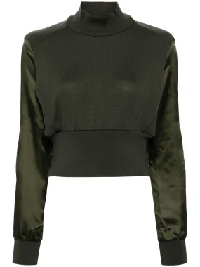 Wool Knit X Polyester Taffeta Knit Top