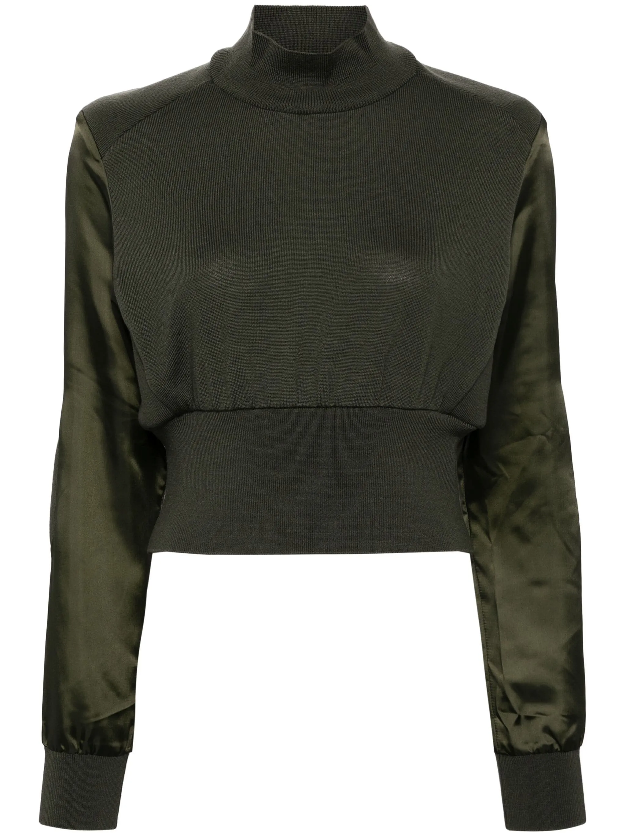 Wool Knit X Polyester Taffeta Knit Top